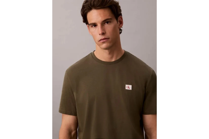 Calvin Klein Cotton Badge Ανδρικό Κοντομάνικο T-Shirt Χακί