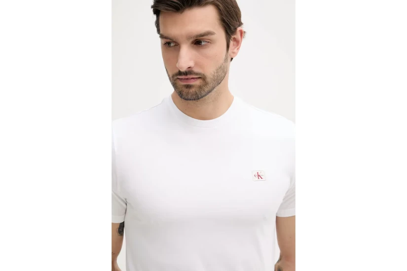 Calvin Klein Cotton Badge Ανδρικό Κοντομάνικο T-Shirt Λευκό