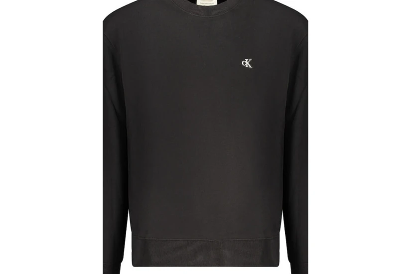 Calvin Klein 350Terry Monogram Ανδρική Μακρυμάνικη Μπλούζα με Λαιμόκοψη Μαύρη