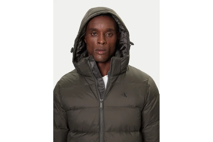 Calvin Klein Hooded Down Ανδρικό Μπουφάν Puffer με Κουκούλα Γκρι