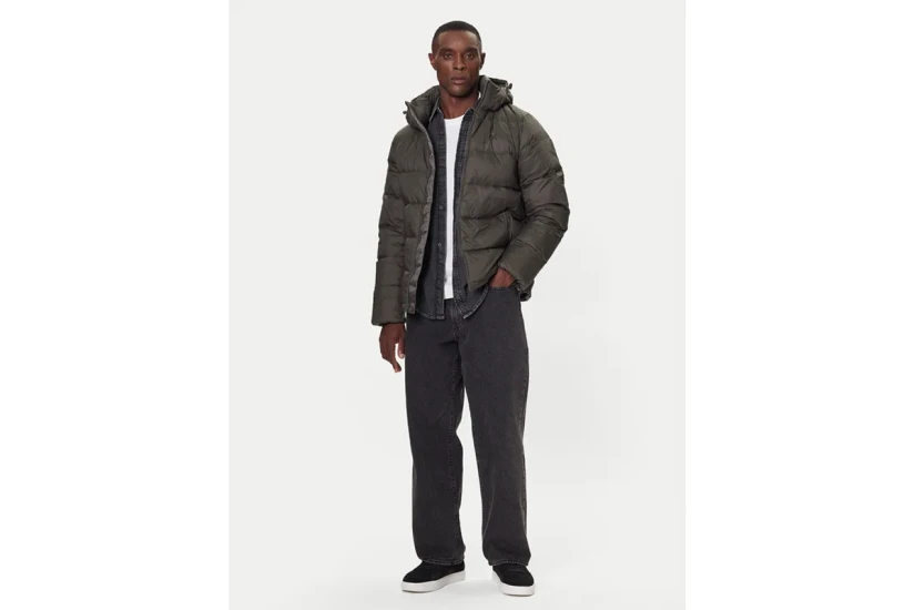 Calvin Klein Hooded Down Ανδρικό Μπουφάν Puffer με Κουκούλα Γκρι