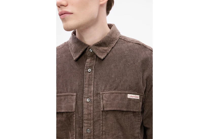 Calvin Klein Corduroy Relaxed Ανδρικό Μακρυμάνικο Πουκάμισο Καφέ
