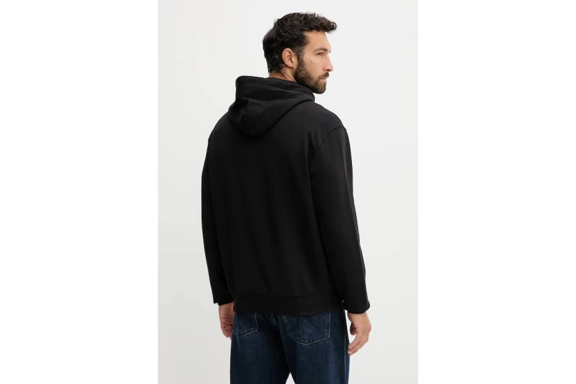Calvin Klein Monogram Ζip Ανδρική Βαμβακερή Ζακέτα με Κουκούλα Μαύρη