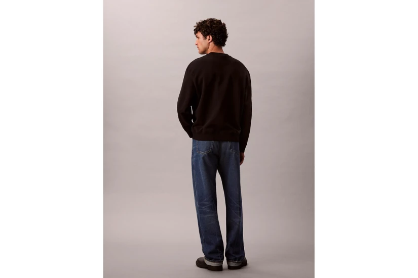 Calvin Klein Terry Monologo Ανδρική Μακρυμάνικη Μπλούζα Μαύρη