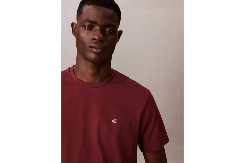 Calvin Klein Monogram Logo Ανδρικό Κοντομάνικο T-Shirt Μπορντό