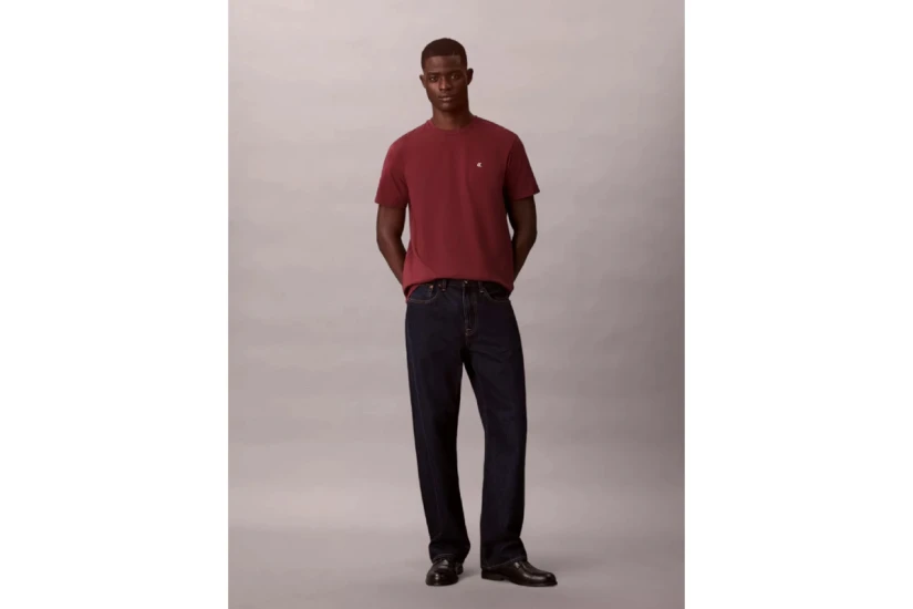 Calvin Klein Monogram Logo Ανδρικό Κοντομάνικο T-Shirt Μπορντό