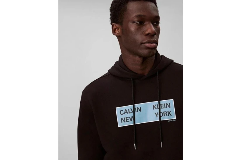 Calvin Klein Box Graphic Ανδρικό Φούτερ με Κουκούλα Μαύρο