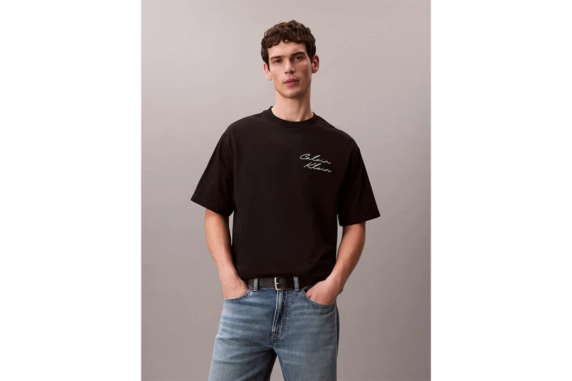 Calvin Klein Relaxed Script Logo Ανδρικό Κοντομάνικο T-Shirt Μαύρο