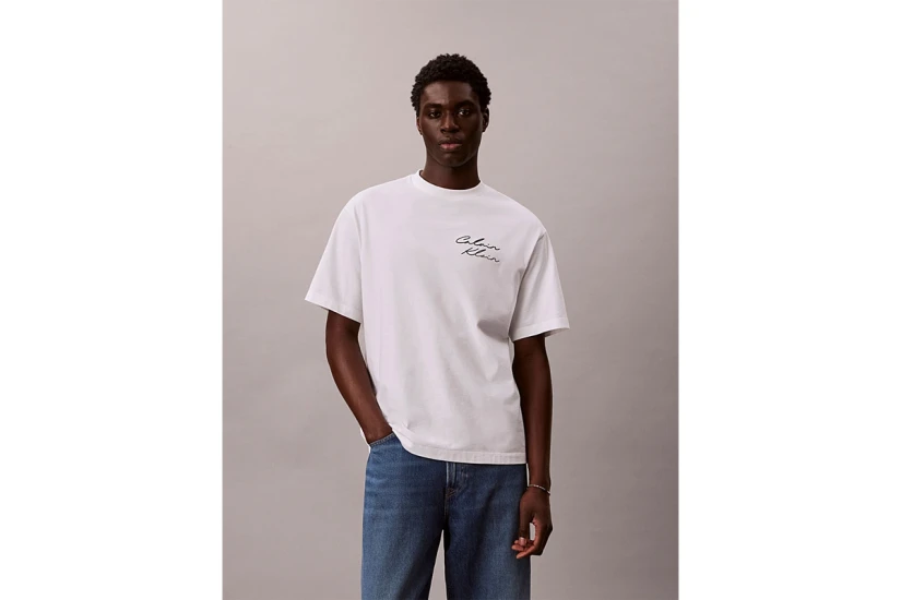 Calvin Klein Relaxed Script Logo Ανδρικό Κοντομάνικο T-Shirt Λευκό