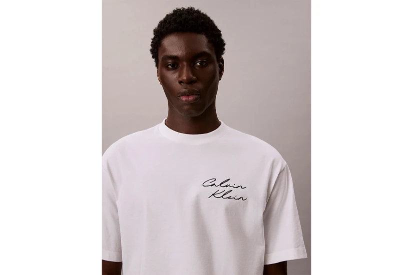 Calvin Klein Relaxed Script Logo Ανδρικό Κοντομάνικο T-Shirt Λευκό