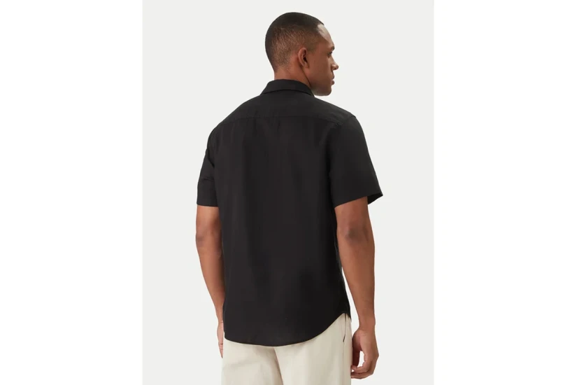 Calvin Klein Linen Classic Ανδρικό Κοντομάνικο Πουκάμισο Μαύρο