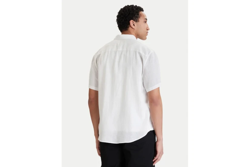 Calvin Klein Linen Classic Ανδρικό Κοντομάνικο Πουκάμισο Λευκό