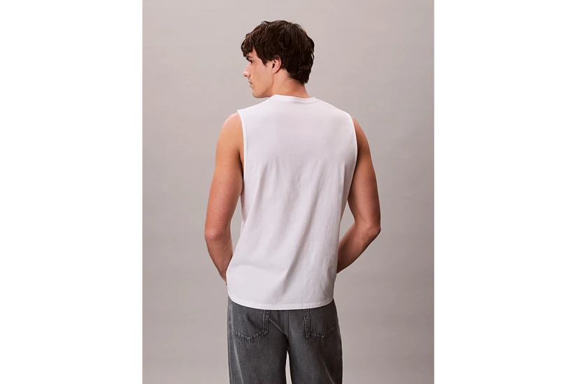 Calvin Klein Cotton Muscle Ανδρική Αμάνικη Μπλούζα Λευκή