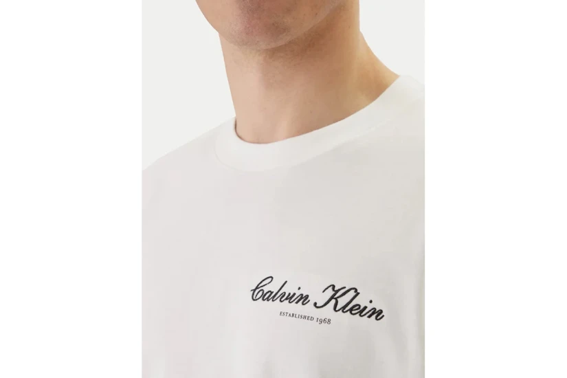 Calvin Klein Embroidered Logo Ανδρικό Κοντομάνικο T-Shirt Λευκό