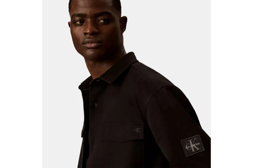 Calvin Klein Cotton Twill Utility Overshirt Ανδρικό Μακρυμάνικο Πουκάμισο Μαύρο