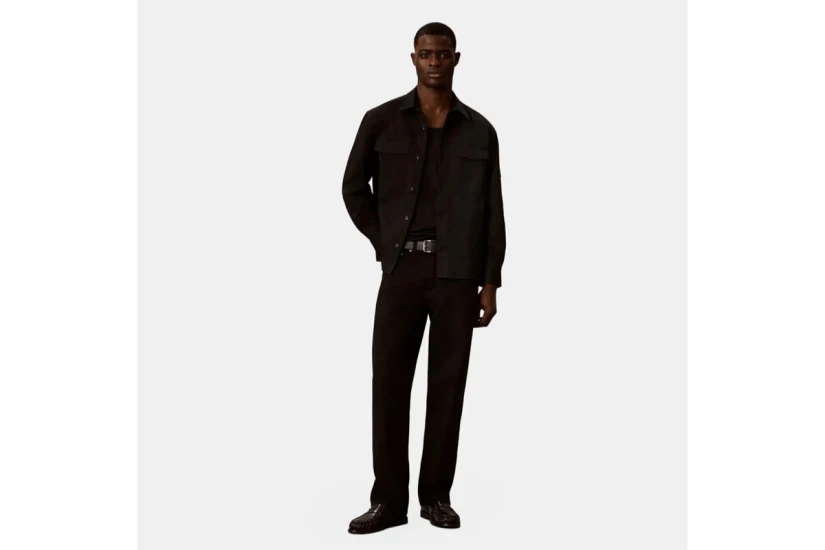 Calvin Klein Cotton Twill Utility Overshirt Ανδρικό Μακρυμάνικο Πουκάμισο Μαύρο