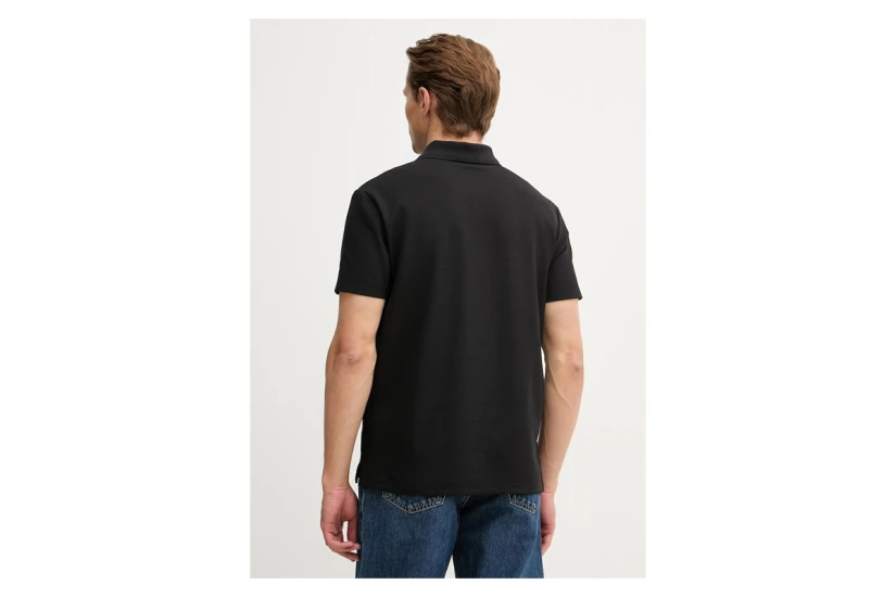 Calvin Klein Micro Waffle Classic Badge Ανδρικό Κοντομάνικο T-Shirt Polo Μαύρο
