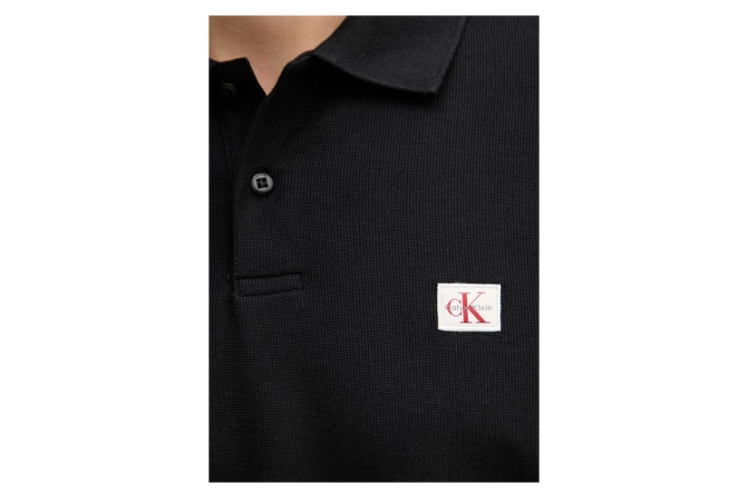 Calvin Klein Micro Waffle Classic Badge Ανδρικό Κοντομάνικο T-Shirt Polo Μαύρο