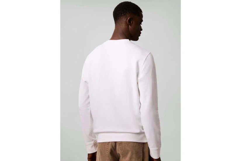 Calvin Klein Cotton Terry Badge Ανδρική Μακρυμάνικη Μπλούζα με Λαιμόκοψη Λευκή