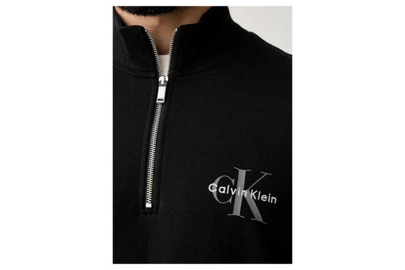 Calvin Klein Monologo Ανδρική Μακρυμάνικη Μπλούζα με Φερμουάρ Μαύρη
