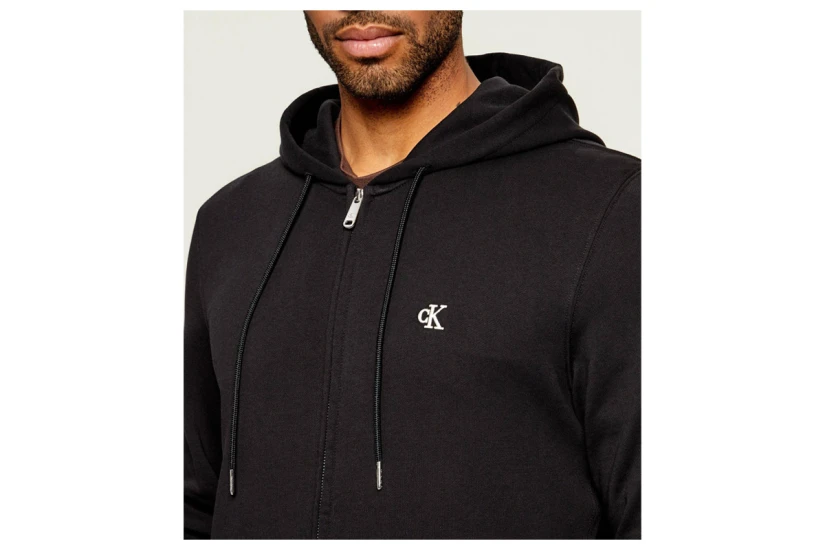 Calvin Klein Cotton Terry Ανδρική Βαμβακερή Ζακέτα με Κουκούλα Μαύρη