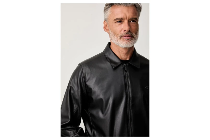 Calvin Klein Faux Leather Ανδρικό Μπουφάν Bomber Μαύρο
