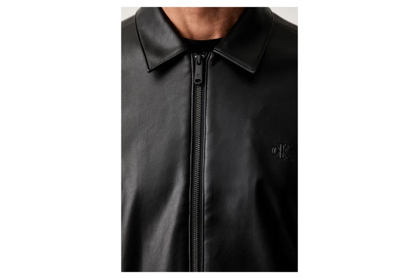 Calvin Klein Faux Leather Ανδρικό Μπουφάν Bomber Μαύρο