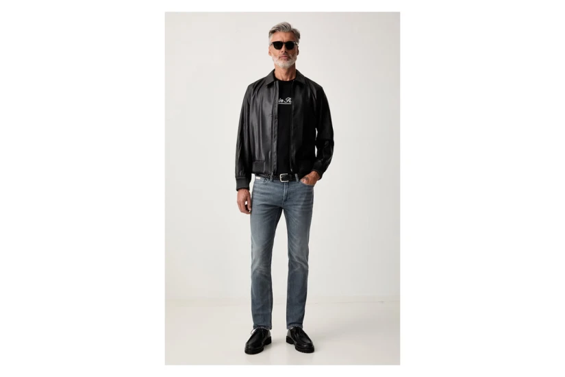 Calvin Klein Faux Leather Ανδρικό Μπουφάν Bomber Μαύρο