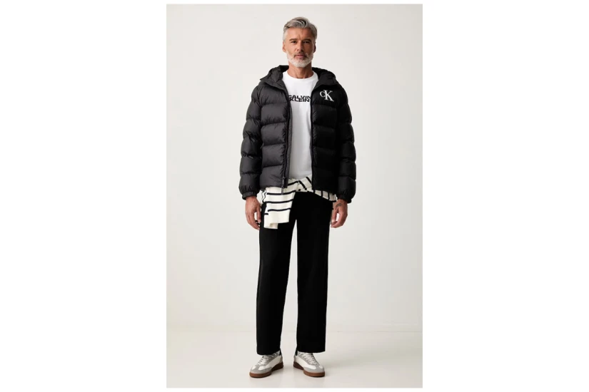 Calvin Klein Padded Ανδρικό Μπουφάν Puffer με Κουκούλα Μαύρο