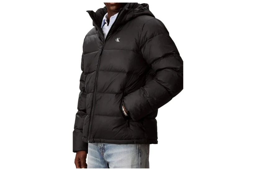 Calvin Klein Relaxed Nylon Ανδρικό Μπουφάν Puffer με Κουκούλα Μαύρο