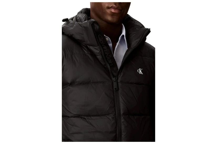 Calvin Klein Relaxed Nylon Ανδρικό Μπουφάν Puffer με Κουκούλα Μαύρο