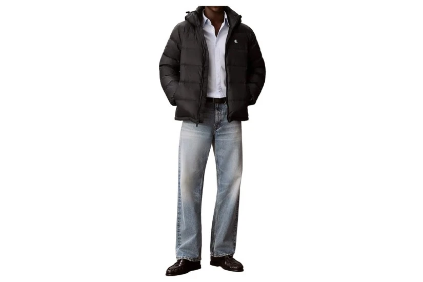 Calvin Klein Relaxed Nylon Ανδρικό Μπουφάν Puffer με Κουκούλα Μαύρο