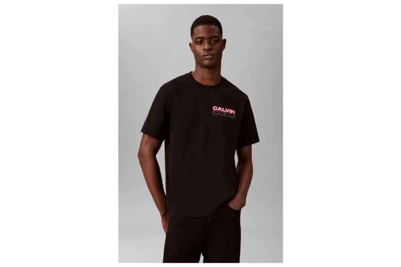 Calvin Klein Relaxed Back Logo Ανδρικό Κοντομάνικο T-Shirt Μαύρο, Ροζ