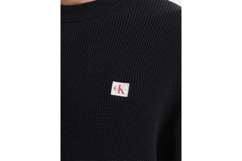 Calvin Klein Classic Cotton Waffle Knit Ανδρικό Πουλόβερ Μαύρο