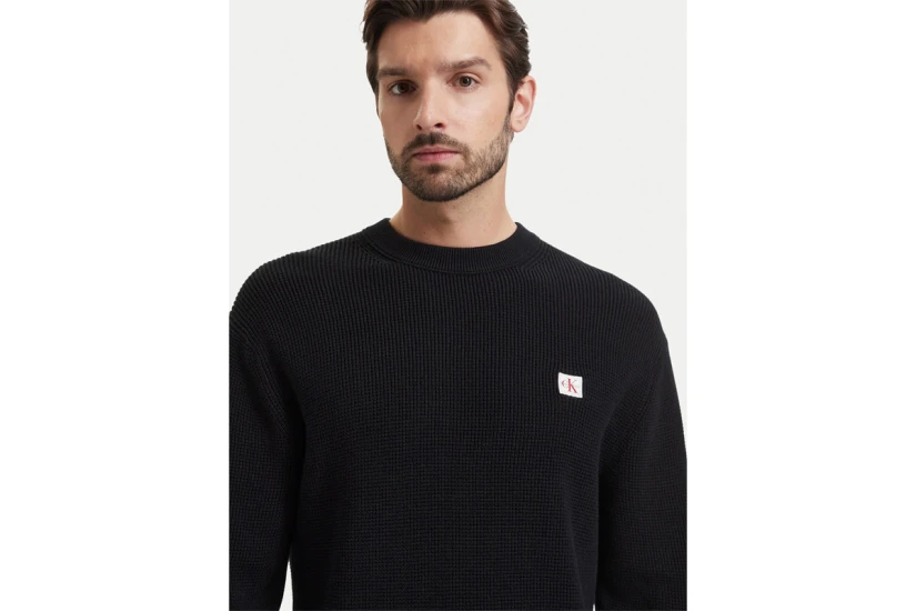 Calvin Klein Classic Cotton Waffle Knit Ανδρικό Πουλόβερ Μαύρο