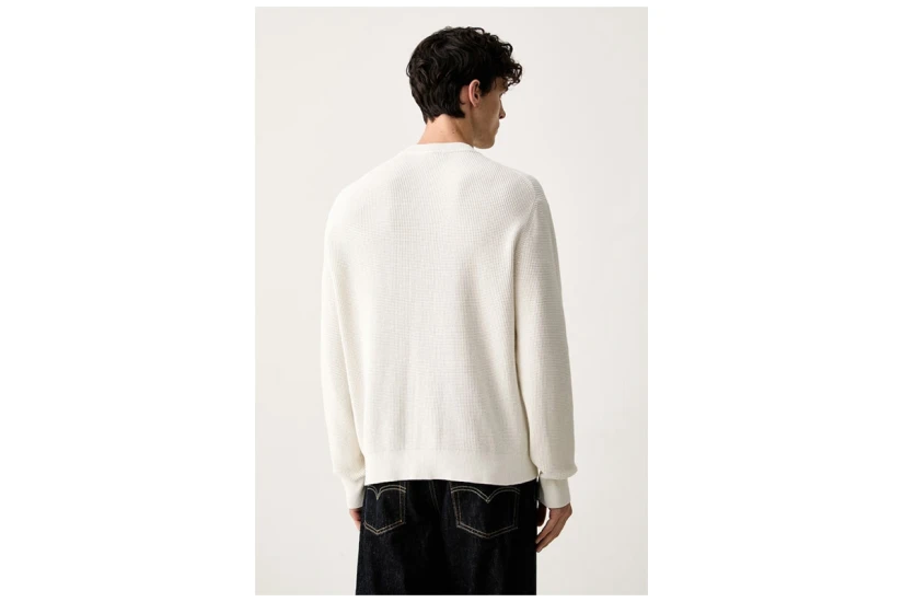 Calvin Klein Classic Cotton Waffle Knit Ανδρικό Πουλόβερ Εκρού