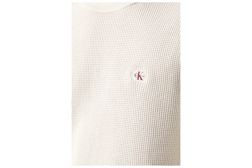 Calvin Klein Classic Cotton Waffle Knit Ανδρικό Πουλόβερ Εκρού
