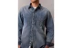 Calvin Klein Embossed Denim Ανδρικό Μακρυμάνικο Πουκάμισο Μπλε