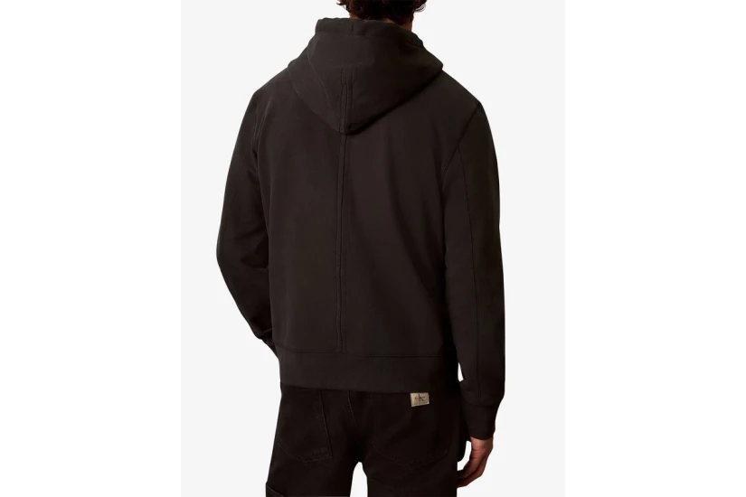Calvin Klein Cotton Terry Badge Ανδρική Βαμβακερή Ζακέτα με Κουκούλα Ανθρακί