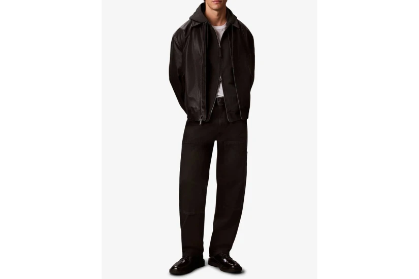Calvin Klein Cotton Terry Badge Ανδρική Βαμβακερή Ζακέτα με Κουκούλα Ανθρακί