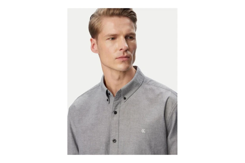Calvin Klein Solid Classic Oxford Ανδρικό Μακρυμάνικο Πουκάμισο Γκρι