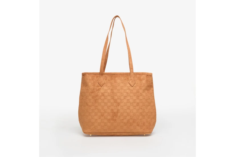 Jordan Suede Monogram Γυναικεία Τσάντα Tote Κάμελ