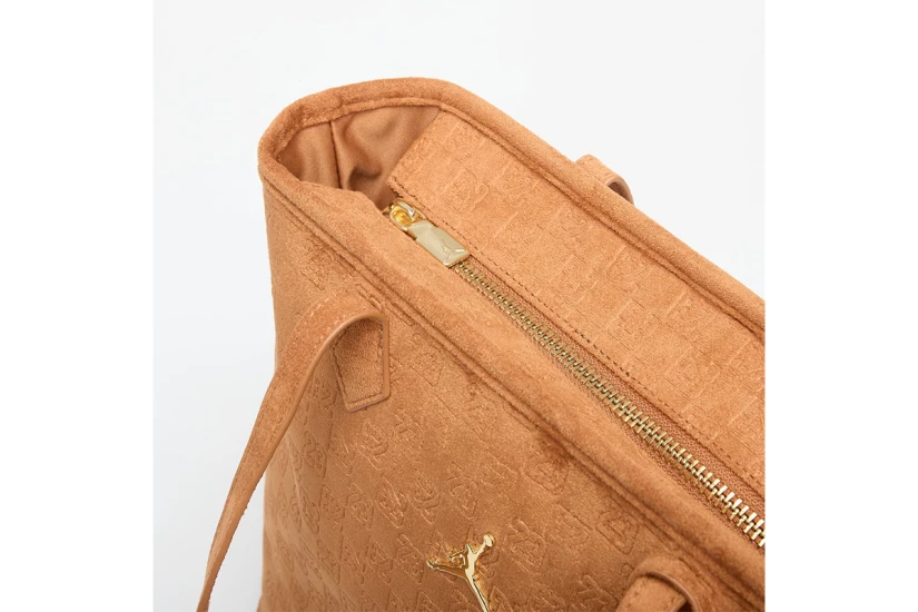 Jordan Suede Monogram Γυναικεία Τσάντα Tote Κάμελ