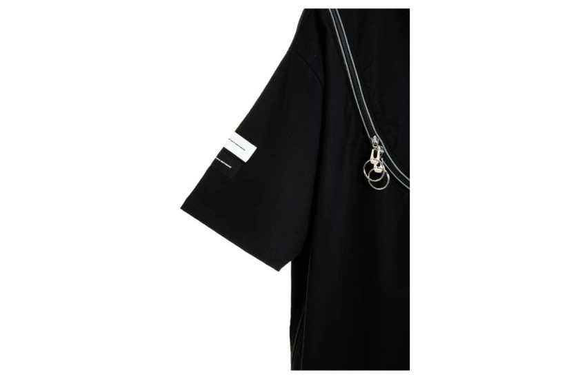 MWM Deconstructed Zip Detail Κοντομάνικο T-Shirt Μαύρο, Ασημί