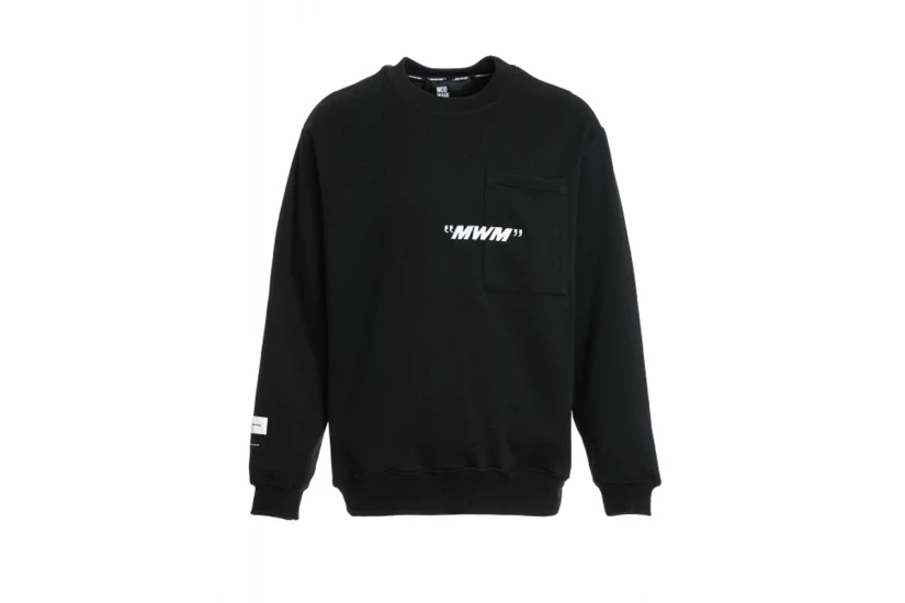MWM Design Unisex Μακρυμάνικη Μπλούζα με Λαιμόκοψη Μαύρη