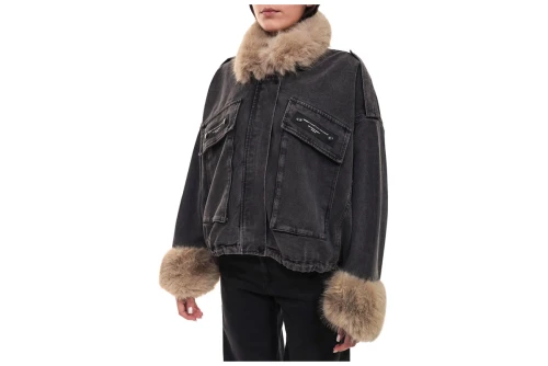 Mwm Teddy Fur Μπουφάν Τζιν Γυναικείο (MW094070824 BLACK)