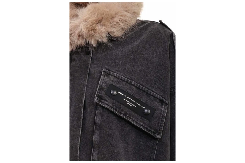 Mwm Teddy Fur Μπουφάν Τζιν Γυναικείο (MW094070824 BLACK)