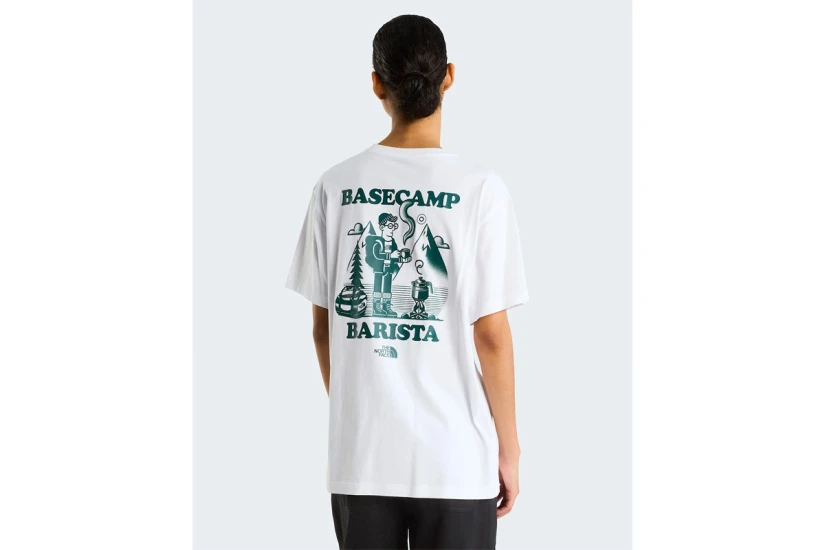 The North Face Basecamp Barista Graphic Unisex Κοντομάνικο T-Shirt Λευκό, Κυπαρισσί