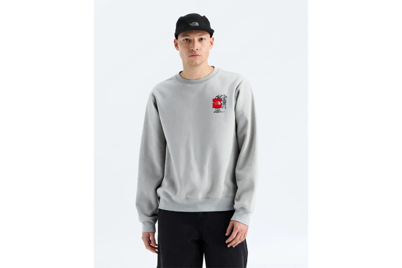 The North Face Gear Up Get Out Graphic Unisex Μακρυμάνικη Μπλούζα με Λαιμόκοψη Γκρι