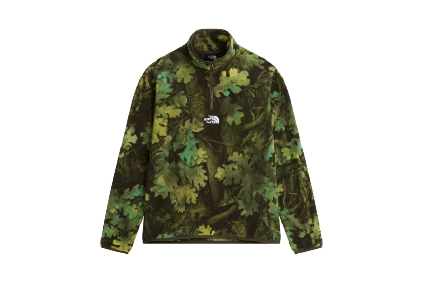 The North Face Glacier Novelty Logo Printed Ανδρική Μακρυμάνικη Μπλούζα Fleece με Φερμουάρ Πράσινη, Μαύρη